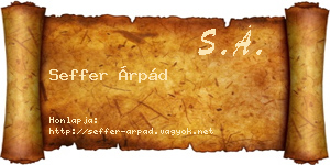 Seffer Árpád névjegykártya